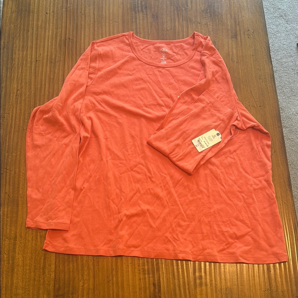 St. John's Bay Orange Relaxed 3/4 Sleeve Tee